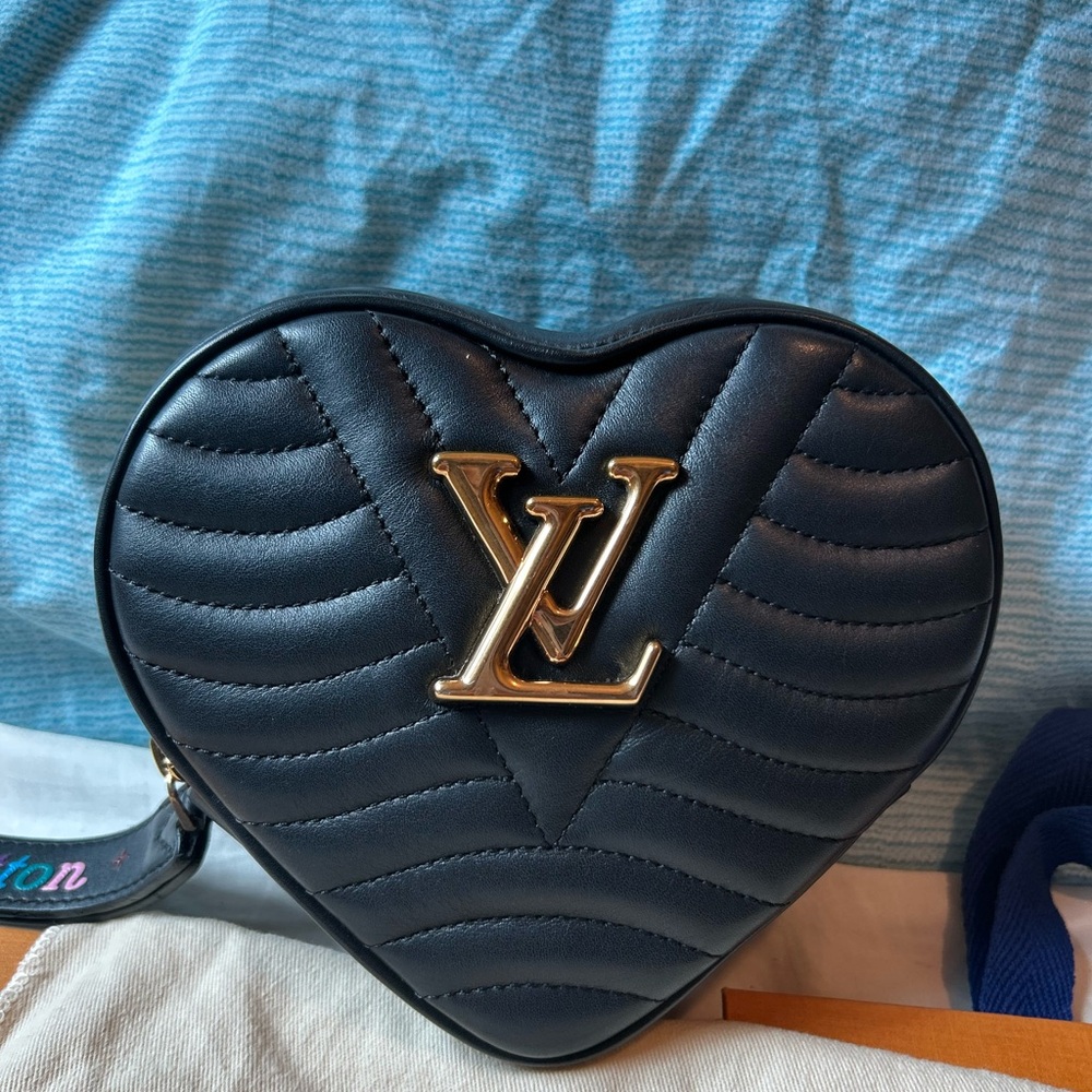 Louis Vuitton Black Quilted Heart Crossbody with Gold LV Hardware
